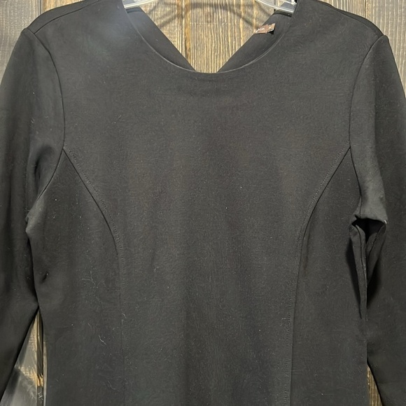 J. McLaughlin Catalyst Dress M Black 3/4 Sleeves Pockets Stretch Knee Length - Picture 5 of 11